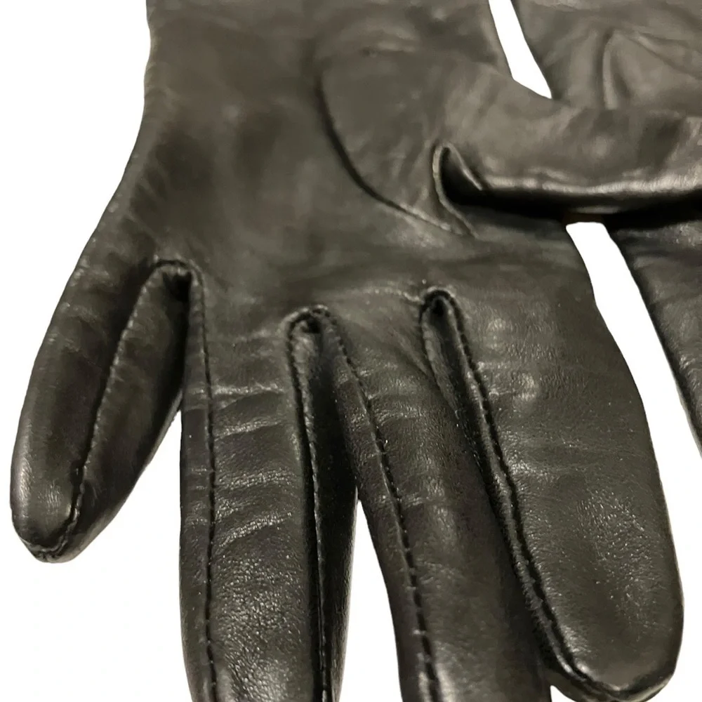 Nordstrom Dark Chocolate Brown Silk Lined Leather Gloves 6 1/2 Length